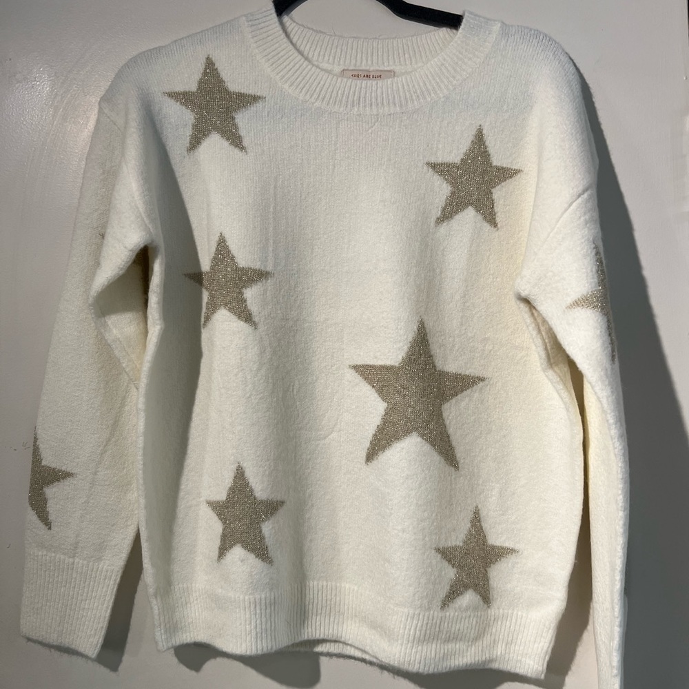 NEW cream sweater with gold stars